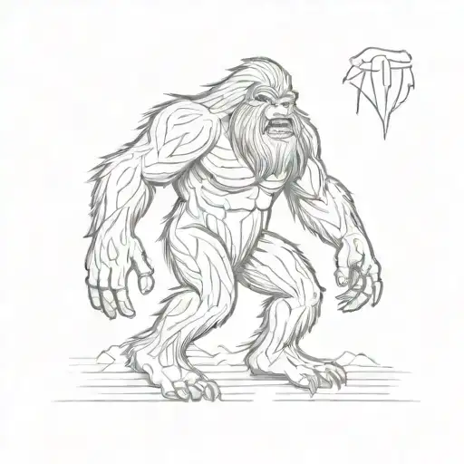 bigfoot figure walking tattoo design idea