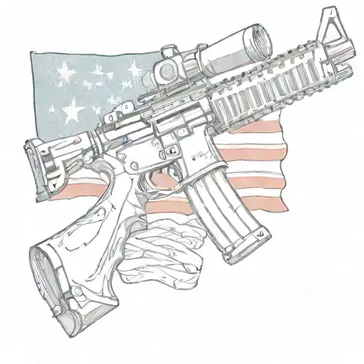 ar 15 Rifle with don't tead on me flag waving tattoo design idea