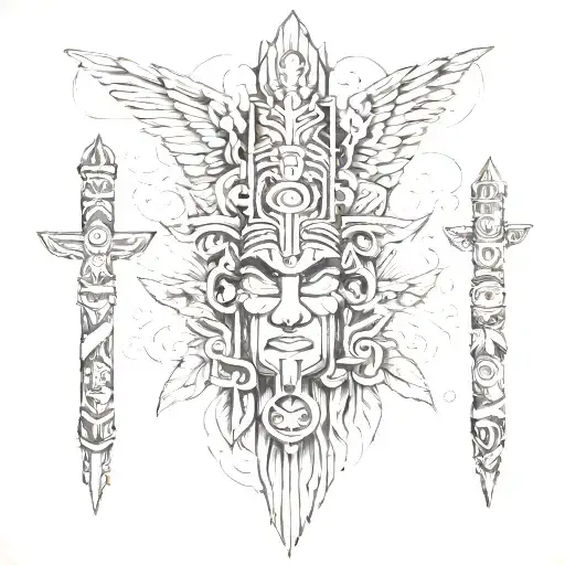 totem poles hawaii inspired tattoo design idea