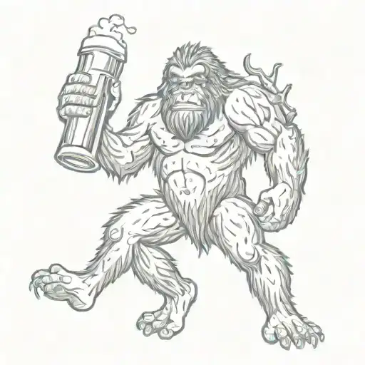  sasquatch holding  a beer tattoo design idea