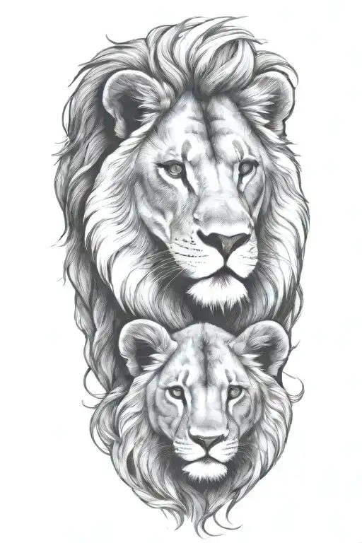 lion and cub tattoo design idea