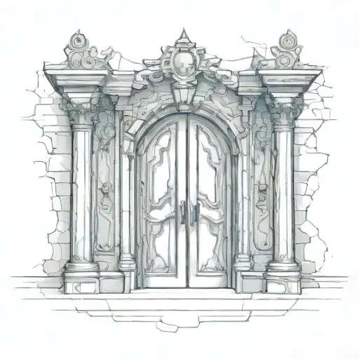 castle  door tattoo design idea