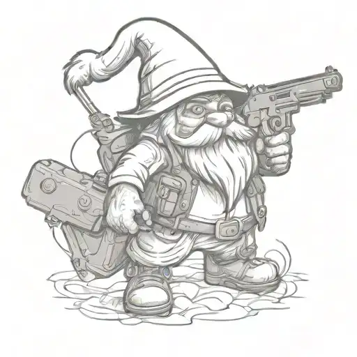 gnome  with a gun tattoo design idea