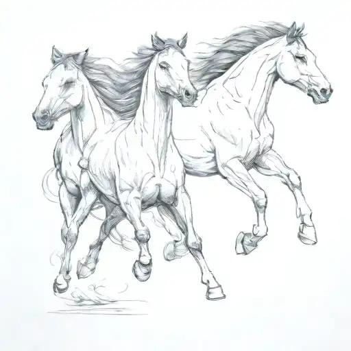horses running freely tattoo design idea