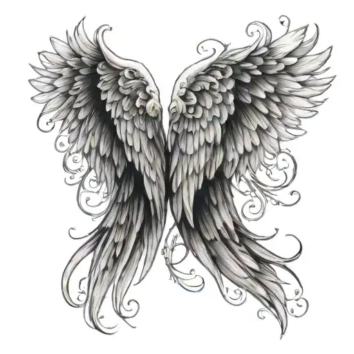 one angel wings tattoo design idea