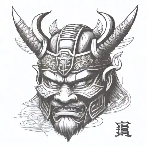 samurai mask tattoo design idea