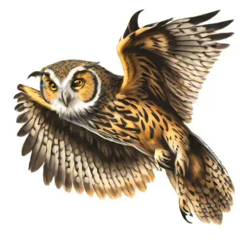 owl flying tattoo design idea