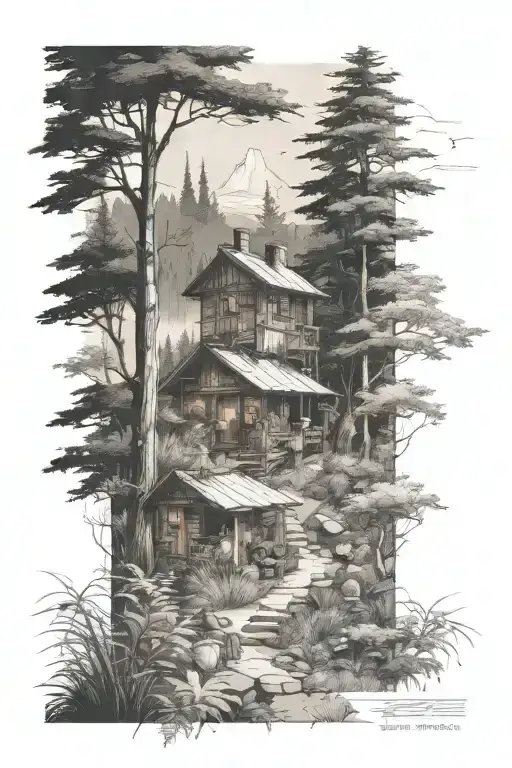 outdoor scene tattoo design idea