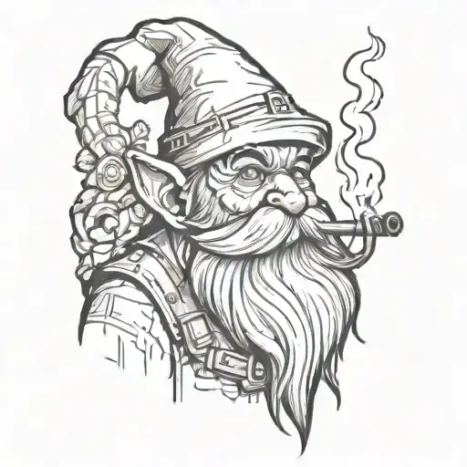 gnome smoking tattoo design idea