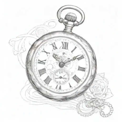 pocket watch tattoo design idea