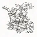 gnome pushing wheelbarrow tattoo design idea