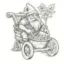 gnome pushing wheelbarrow tattoo design idea