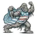  sasquatch holding an american flag tattoo design idea