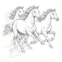 horses running freely tattoo design idea