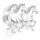 horses running freely tattoo design idea