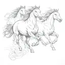 horses running freely tattoo design idea