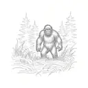 bigfoot peeking thru the grass tattoo design idea