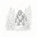 bigfoot peeking thru the grass tattoo design idea