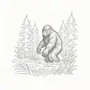 bigfoot peeking thru the grass tattoo design idea