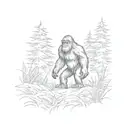bigfoot peeking thru the grass tattoo design idea