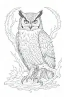 eagle owl and the grim reaper tattoo design idea