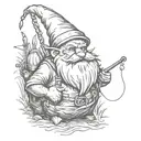 gnome fishing scene tattoo design idea