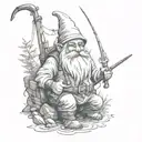 gnome fishing scene tattoo design idea
