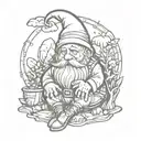 gnome sleeping tattoo design idea