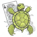 turtle play cards being shuffled tattoo design idea