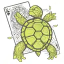 turtle play cards being shuffled tattoo design idea