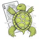turtle play cards being shuffled tattoo design idea