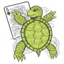 turtle play cards being shuffled tattoo design idea