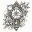grandfather clock with hourglass  tattoo design idea