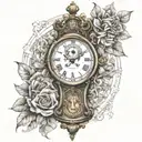 grandfather clock with hourglass  tattoo design idea