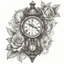 grandfather clock with hourglass  tattoo design idea