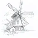 dutch windmil tattoo design idea