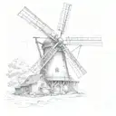 dutch windmil tattoo design idea