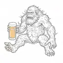  sasquatch holding  a beer tattoo design idea