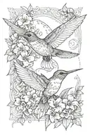 plane and colibri tattoo design idea