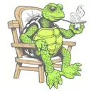 turtle smokin  sitting in a chair tattoo design idea
