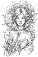 Fairy Mermaid symmetrical tattoo design idea