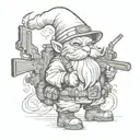 gnome  with a gun tattoo design idea