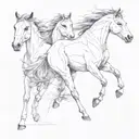 horses running freely tattoo design idea