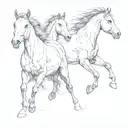 horses running freely tattoo design idea