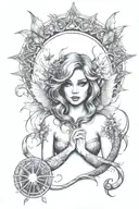 Fairy Mermaid symmetrical tattoo design idea