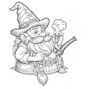 gnome smoking a pipe tattoo design idea