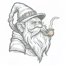 gnome smoking a pipe tattoo design idea