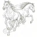 horses running freely tattoo design idea