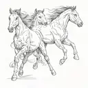 horses running freely tattoo design idea