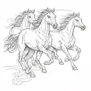 horses running freely tattoo design idea